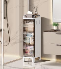 7.87 x 9.96x 28.94inch Narrow Gap Folding Storage Cabinet Plastic Magnetic Door Storage Organizer Cabinet for Bathroom Toilet Living Room Bedroom Smal