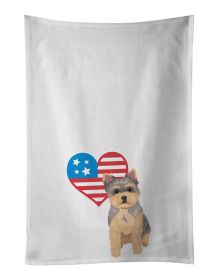 NEW Yorkie Chocolate Puppy Patriotic Kitchen Towel Set of 2 White Dish Towels Decorative Bathroom Hand towel for Hand, Face, Hair, Yoga, Tea