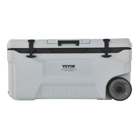 Portable Cooler 74 QT Insulated Wheeled Cooler 120 Can Capacity with Cup Holder