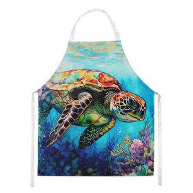 Loggerhead Sea Turtle Apron Cooking Kitchen Server Baking Crafts Gardening for Adult Women Men, Unisex, Large, Multicolor