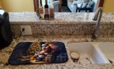 Corgi and Santa Claus Dish Drying Mat Absorbent Dish Drying Mat Pad for Kitchen Counter Dish Drainer Mat for Countertop, 14 x 21", Multicolor