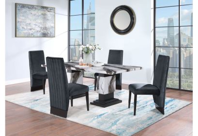 STACEY ZEBRA WHITE/BLACK DINING TABLE SET