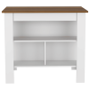 Sierra 7-Shelf 4-Door 2-piece Kitchen Set, Upper Wall Cabinet and Kitchen Island White and Walnut