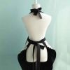 Retro Black Halter Backless Apron Work Uniform for Waitress Beauty Smock Maid Costume