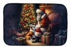 Corgi and Santa Claus Dish Drying Mat Absorbent Dish Drying Mat Pad for Kitchen Counter Dish Drainer Mat for Countertop, 14 x 21", Multicolor
