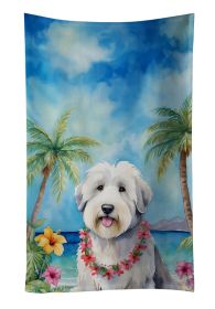 Old English Sheepdog Luau Kitchen Towel Dish Cloths Guest Hand Towel Decorative Bathroom Towel for Face,Tea, Dishcloth, Kitchen and Bath