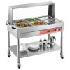 6 x 1/2 Pans Commercial Food Warmer Steam Table with Undershelf and Shield