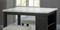 Black Dining Table Storage Side Shelves 2x Stools High Gloss Table Top White / Ivory 3pc Dining Set