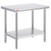 VEVOR Stainless Steel Prep Table, 35 x 24 x 31 Inch, 700 lbs Load Capacity, Heavy Duty Metal Worktable with 3 Adjustable Height Levels
