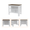 Hayne 9-Shelf 2-Door 2-piece Kitchen Set, Kitchen Island and Pantry White and Walnut