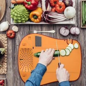 6 IN 1 Multi-functional Folding Cutting Board (Color: Orange)